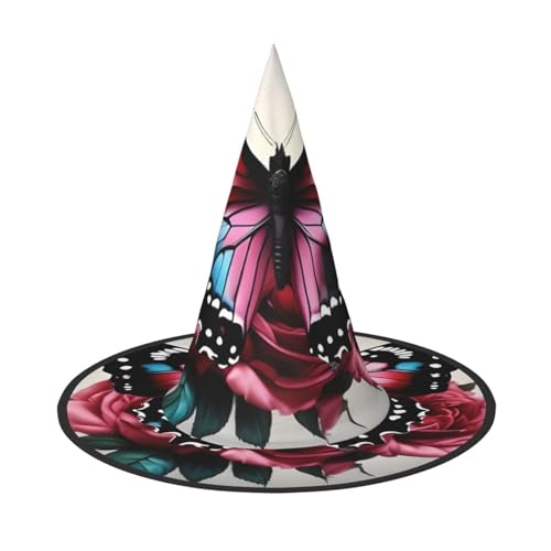 Rosa und Schmetterling Print Karneval Halloween Hexenhut Kostüm Zubehör Faltbare Cap Party Maskerade Dekor, Schwarz, 1 Rosa und Schmetterling Print Karneval Halloween Hexenhut Kostüm Zubehör Faltbare Cap Party Maskerade Dekor, Schwarz, 1 von HTTUP