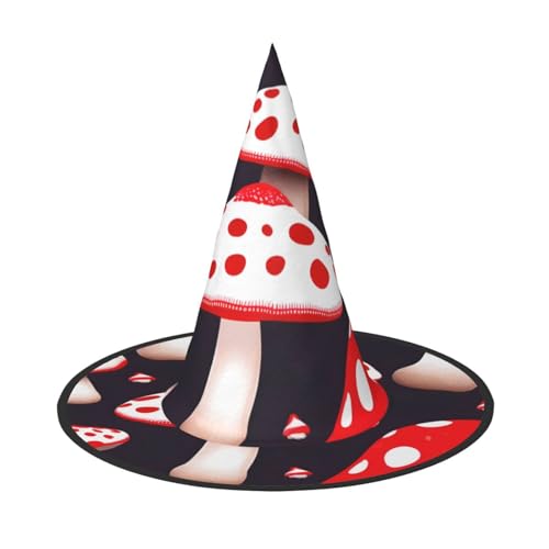 Rot-Weiß- und Pilz-Druck, Karneval, Halloween, Hexenhut, Kostüm, Zubehör, faltbare Kappe, Party, Maskerade Dekor Rot-Weiß- und Pilz-Druck, Karneval, Halloween, Hexenhut, Kostüm, Zubehör, faltbare Kappe, Party, Maskerade Dekor von HTTUP
