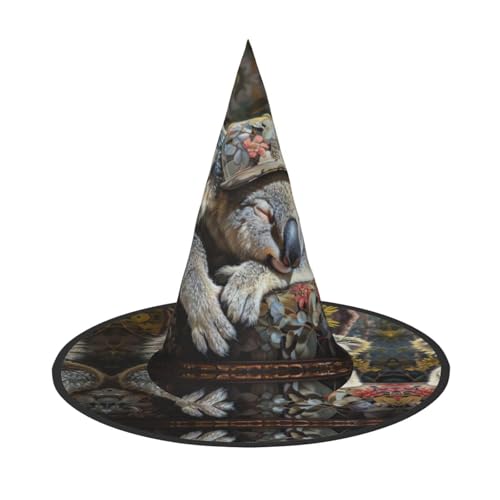 Schlafender Koala-Kappe, Druck, Karneval, Halloween, Hexenhut, Kostüm, Zubehör, faltbare Kappe, Party, Maskerade Dekor von HTTUP