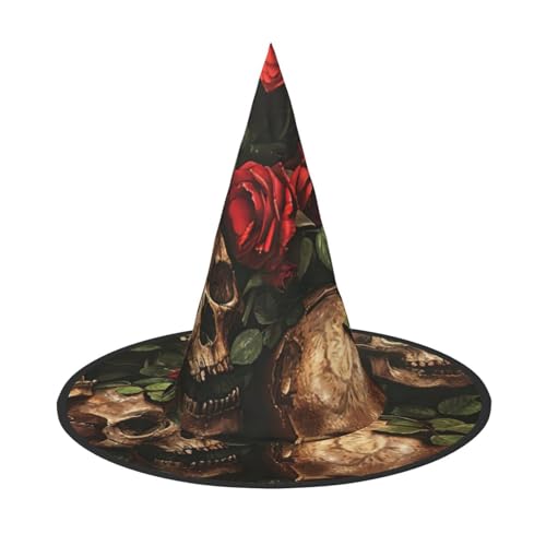 Totenkopf und rote Rose Druck Karneval Halloween Hexenhut Kostüm Zubehör Faltbare Kappe Party Maskerade Dekor Totenkopf und rote Rose Druck Karneval Halloween Hexenhut Kostüm Zubehör Faltbare Kappe Party Maskerade Dekor von HTTUP