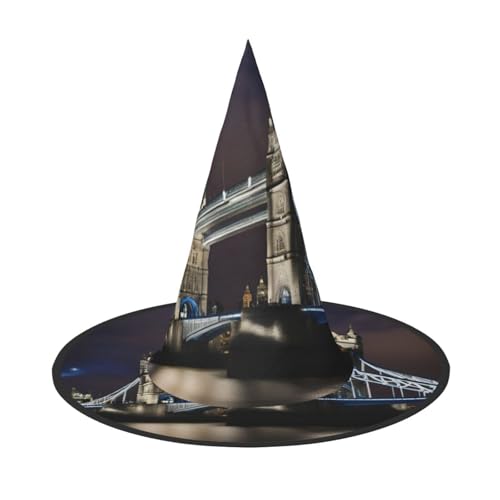 Tower Bridge In London Druck Karneval Halloween Hexenhut Kostüm Zubehör Faltbare Kappe Party Maskerade Dekor, Schwarz, 1 Tower Bridge In London Druck Karneval Halloween Hexenhut Kostüm Zubehör Faltbare Kappe Party Maskerade Dekor, Schwarz, 1 von HTTUP