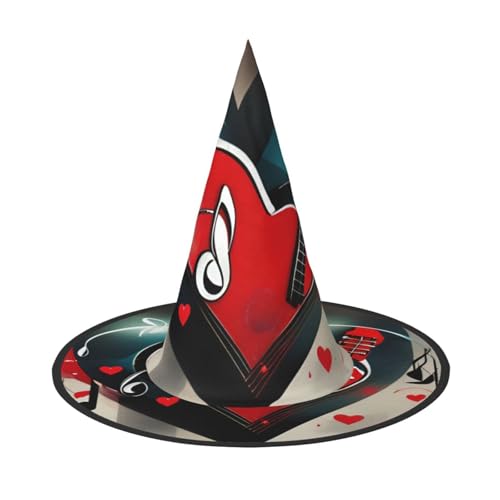 Treble Love und Musik Druck Karneval Halloween Hexenhut Kostüm Zubehör Faltbare Kappe Party Maskerade Dekor, Schwarz, 1 Treble Love und Musik Druck Karneval Halloween Hexenhut Kostüm Zubehör Faltbare Kappe Party Maskerade Dekor, Schwarz, 1 von HTTUP