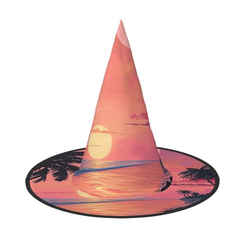 Tropischer Sonnenuntergang Druck Karneval Halloween Hexenhut Kostüm Zubehör Faltmütze Party Maskerade Deko Tropischer Sonnenuntergang Druck Karneval Halloween Hexenhut Kostüm Zubehör Faltmütze Party Maskerade Deko von HTTUP