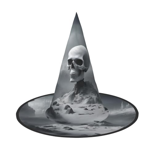 Weißer Punk-Skull-Druck, Karneval, Halloween, Hexenhut, Kostüm, Zubehör, faltbare Kappe, Party, Maskerade Dekor Weißer Punk-Skull-Druck, Karneval, Halloween, Hexenhut, Kostüm, Zubehör, faltbare Kappe, Party, Maskerade Dekor von HTTUP
