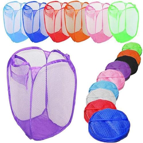 Faltbarer Wäschekorb aus Netzstoff, zum Aufklappen, für Kleidung, Blau Faltbarer Wäschekorb aus Netzstoff, zum Aufklappen, für Kleidung, Blau von HTUK