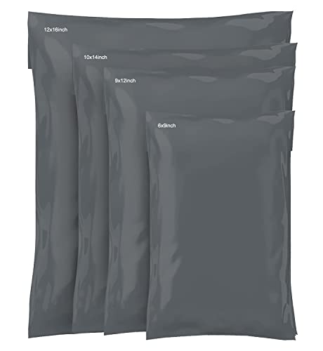 HTUK Gemischte Versandtaschen mit selbstklebender Verschluss, Plastiktüten, Umschläge für Postverpackung, Versandtaschen, gehärtet, sicher, mittlere Versandtaschen, verschiedene Größen, Grau, grau, Packung mit 60 gemischten Versandtaschen von HTUK