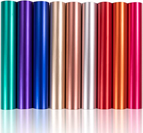 HTVRONT 9 Farbe Selbstklebende Vinylfolie, 30.5 x 30.5 cm Chroom Vinylfolie Metallic Set für Cricut-Maschine und Silhouette-Cameo von HTVRONT