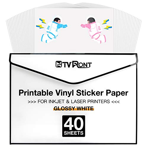 HTVRONT Bedruckbares Vinyl - 40 Blatt Sticker Papier zum Bedrucken, Glänzend Etiketten Selbstklebend Bedruckbar Sticker Papier-216x280 mm, Wasserfest HTVRONT Bedruckbares Vinyl - 40 Blatt Sticker Papier zum Bedrucken, Glänzend Etiketten Selbstklebend Bedruckbar Sticker Papier-216x280 mm, Wasserfest von HTVRONT