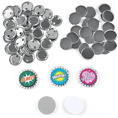 HTVRONT Blank Button Making Supplies – 200 Stück Metallknopfnadeln für Knopfmacher-Maschine, 37 mm rundes Abzeichenherstellungszubehör mit Metallgehäuse, transparenter Folie und blanko rundem Papier HTVRONT Blank Button Making Supplies – 200 Stück Metallknopfnadeln für Knopfmacher-Maschine, 37 mm rundes Abzeichenherstellungszubehör mit Metallgehäuse, transparenter Folie und blanko rundem Papier von HTVRONT