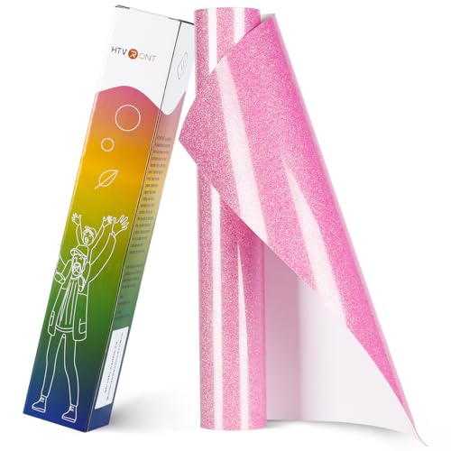 HTVRONT Glitzer-HTV-Wärmetransfer-Vinyl – 25,4 cm x 2,4 m, Hot Pink Glitter HTV-Vinyl für Hemden, Glitzer-Vinyl zum Aufbügeln für alle Schneidemaschinen – einfach zu schneiden und zu entgraben (Hot von HTVRONT