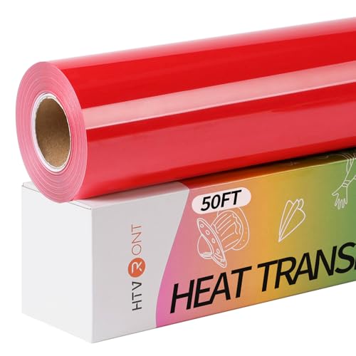 HTVRONT Rotes Vinyl zum Aufbügeln, 30,5 cm x 15,2 m, Wärmetransfer-Vinyl für T-Shirts, rote HTV-Rolle für alle Schneidemaschinen – einfach zu schneiden und zu jäten für Wärmeübertragungsdesign von HTVRONT