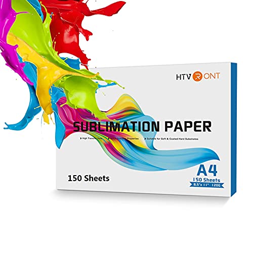 HTVRONT Sublimationspapier, 21,6 x 27,9 cm, 150 Blatt, Sublimationspapier, kompatibel mit Tintenstrahldruckern, 120 g/m² von HTVRONT