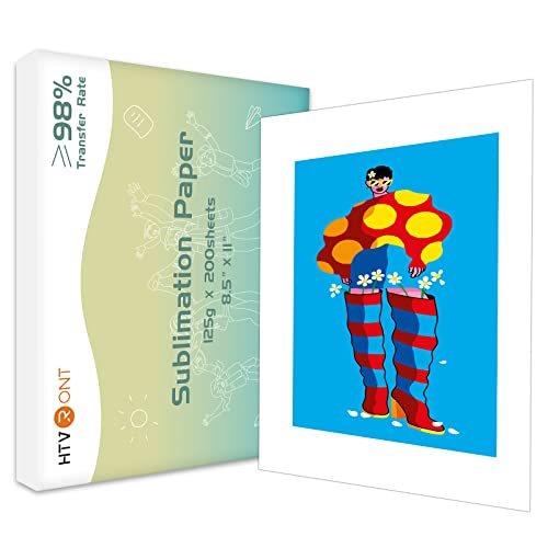 HTVRONT Sublimationspapier 21,6 x 27,9 cm, 200 Blatt Transferpapier für Tintenstrahldrucker, Wärmetransferpapier für Becher, Tassen, T-Shirts und mehr von HTVRONT