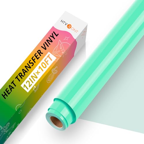 HTVRONT Wärmetransfer-Vinyl, 3,6 x 3 m, Minzgrün, zum Aufbügeln auf T-Shirts, HTV-Vinyl-Rolle für Cricut, Cameo & Heat Press Maschine, leicht zu schneiden und zu jäten, Vinyl-Wärmetransfer (mintgrün) von HTVRONT
