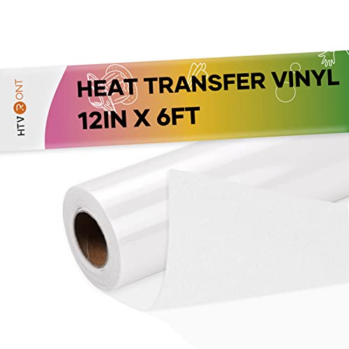 HTVRONT White Flock HTV-Wärmetransfer-Vinyl, 30,5 cm x 1,8 m, beflocktes Vinyl zum Aufbügeln, Vinyl für Cricut- und Hitzepressmaschine, leicht zu schneiden und zu jäten von HTVRONT