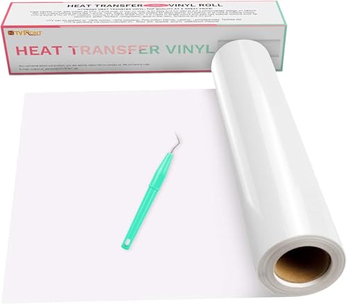 HTVRONT White Heat Transfer Vinyl 12" x15ft Iron on Vinyl for Silhouette and Cricut Easy to Cut & Weed White HTV for T-Shirts von HTVRONT