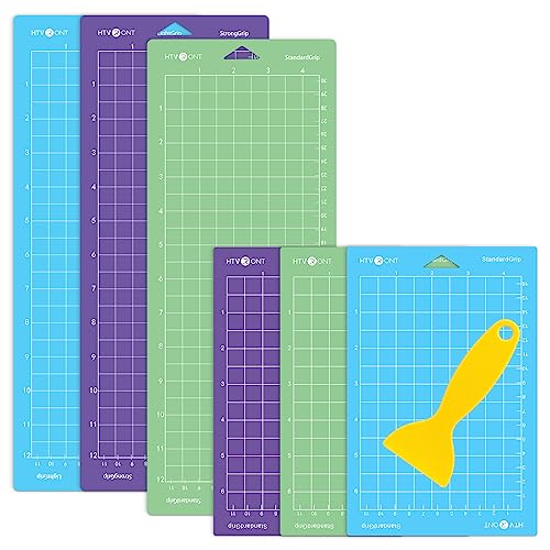 Schneidematte für Cricut Joy,6 Pack Variety Griff Schneidematte Plotter(3 Pack 4.5 * 12in +3 Pack 4.5 * 6.5in) Schneidematten für Cricut(Standard Griff, Leicht Griff, Starke Griff) von HTVRONT