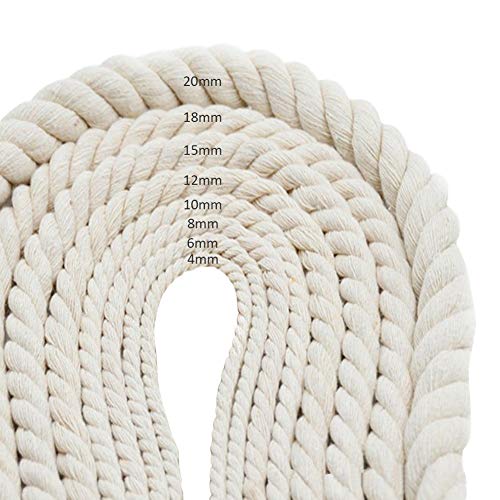 20 m handgefertigtes Baumwollkordel Seil-DIY Handgemachtes Bindfaden-Seil-Kunsthandwerk Strickperlenschnüre Fäden-für Wandbehang Pflanzenhalter nach Hause (20mm) von HTYG