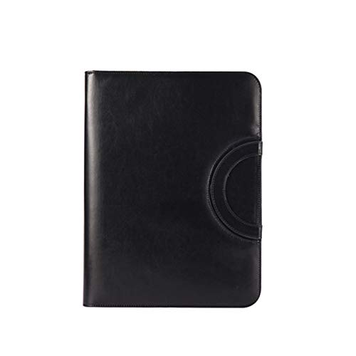 HTYHZIMS Business Portfolio A4-Ordner, PU-Leder, Reißverschluss, Ringbuch, Konferenztasche, Business-Aktentasche für Männer und Frauen(Black) von HTYHZIMS