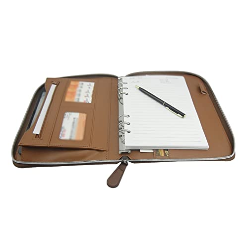 HTYHZIMS Business Portfolio Mappe A5 Manager Mappe mit Loch Clip Zip Tasche Leder PU für Männer und Frauen von HTYHZIMS