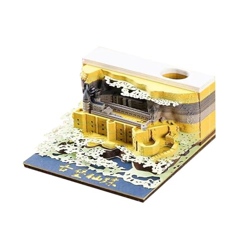 120 Blatt 3D-Kunst-Notizblock, Papierschnitzerei, Burg-Kunst-Notizblock, dreidimensionale Haftnotizen, praktische Aufkleber, Papiere, Karten, Basteln, DIY-Papiernotizen von HTYUKFDG