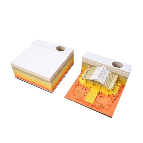 3D-Block-Notizblock, Papierskulptur, chinesischer Architektur-Notizblock im antiken Stil, dreidimensionales Gebäudemodell, 120 Blatt Papier, Schnitzkunst, Haftnotizen von HTYUKFDG