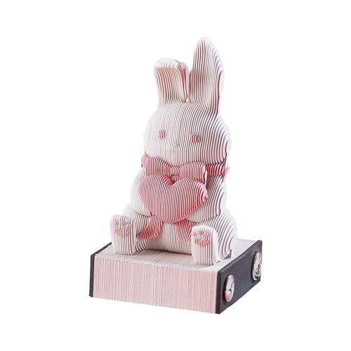 3D-Hasen-Notizblock, Cartoon-Niedliches Kaninchen-Notizblock, Papierschnitzerei, Kunstskulptur, antihaftbeschichtet, klebrige Postnotizen, Papier abreißen, um Hasennotizen von HTYUKFDG