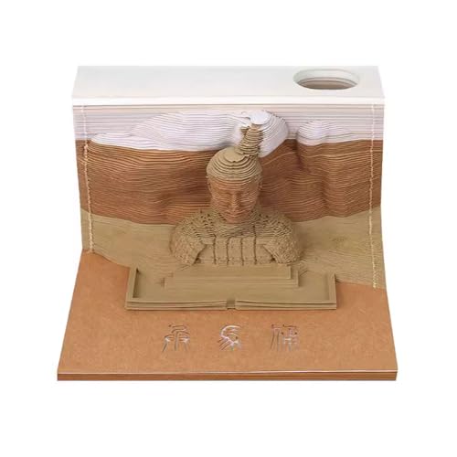 3D-Kunst-Notizblock, Terrakotta-Krieger und Pferde, Notizblock, 3D-Papierschnitzerei, Kunsthandwerk, Postnotizen mit Stifthalter, dreidimensionale künstlerische Haftnotizen von HTYUKFDG