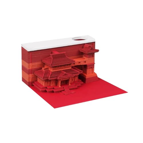 3D-Kunst-Notizblock, kreatives Papier, Schnitzkunst, roter Dachboden-Notizblock, kreativer DIY-Papierkunst-Baustein, praktische Aufkleber, Papiere, Karten, Basteln für das Heimbüro von HTYUKFDG