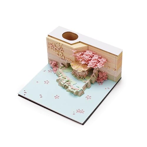 3D-Notizblock, 120 Blatt, Papierkunst, 3D-Notizblock, Pfirsichblüten-Insel, abreißbarer Papierschnitz-Notizblock, dreidimensionale Papierskulptur, Haftnotizen 3D-Notizblock, 120 Blatt, Papierkunst, 3D-Notizblock, Pfirsichblüten-Insel, abreißbarer Papierschnitz-Notizblock, dreidimensionale Papierskulptur, Haftnotizen von HTYUKFDG