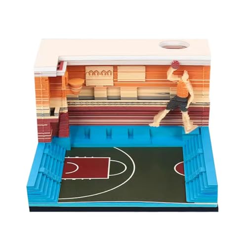 3D-Notizblock, Basketball-Glaubensmodell, Papier, Schnitzkunst, Haftnotizen mit Stifthalter und Tropfen-Silhouette, DIY, kreatives Papier, Kunst, Karte, Handwerk, Skulptur, Notizblock von HTYUKFDG