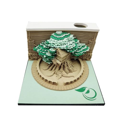 3D-Notizblock, Baumhaus, dreidimensionale Kunstschnitzerei, Haftnotizen, Notizblock, abreißbare Postnotizen, 200 Blatt, DIY-Papierschnitzerei, Kunsthandwerk mit Stifthalter, 2 Stück von HTYUKFDG