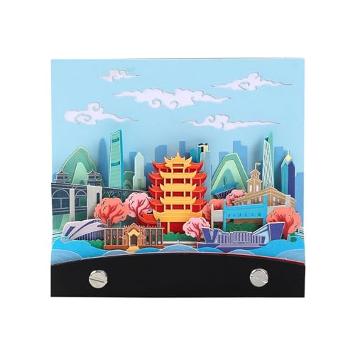 3D-Notizblock, Kunst, Wochenkalender, 56 Blatt, Papier, Schnitzkunst, Notizblock, Papierskulptur von China City, Wuhan, Wahrzeichen, Haftnotizen für Heimdekoration von HTYUKFDG
