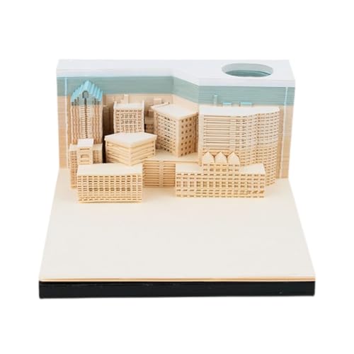 3D-Notizblock, Papierkunst mit Lichtern und Stifthalter, Stadtnacht, 3D-Haftnotizpapier, Schnitzerei, Gebäudemodell, 170 Blatt, nicht klebender Notizblock von HTYUKFDG