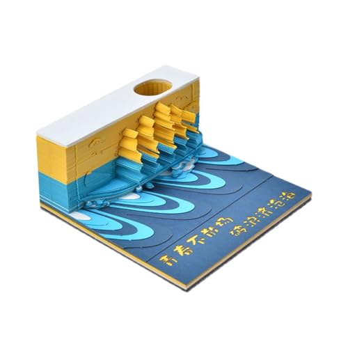 3D-Notizblock, Papierschnitzerei, Kunst, Segelboot-Modell, Notizblock, dreidimensionales Reiten im Wind und Wellen, Haftnotizen mit Stifthalter, 115 Blatt, Postnotizen, Lesezeichen von HTYUKFDG