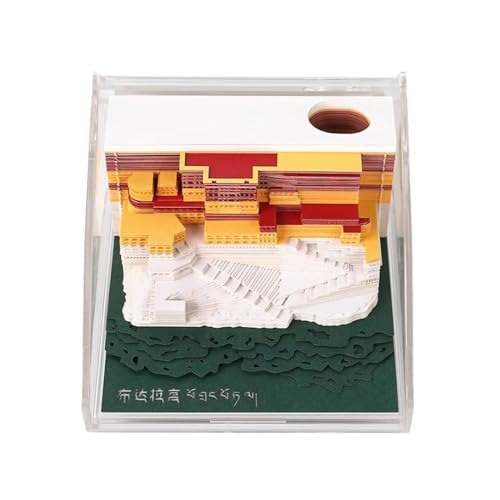 3D-Notizblock, Potala-Palast-Gebäude, 3D-Kunst-Notizblock, dreidimensionale Architektur, Papierskulptur, kreative DIY-Papierschnitzerei, Karte, Basteln, Haftnotiz von HTYUKFDG