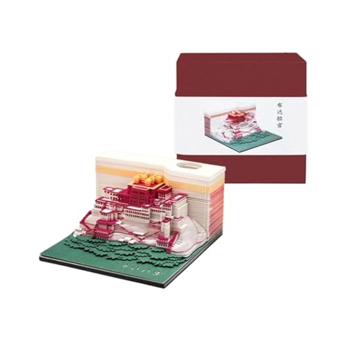 3D-Notizblock, Potala-Palast-Gebäude, 3D-Kunst-Notizblock, dreidimensionale Architektur, Papierskulptur, kreative DIY-Papierschnitzerei, Karte, Basteln, Haftnotiz von HTYUKFDG