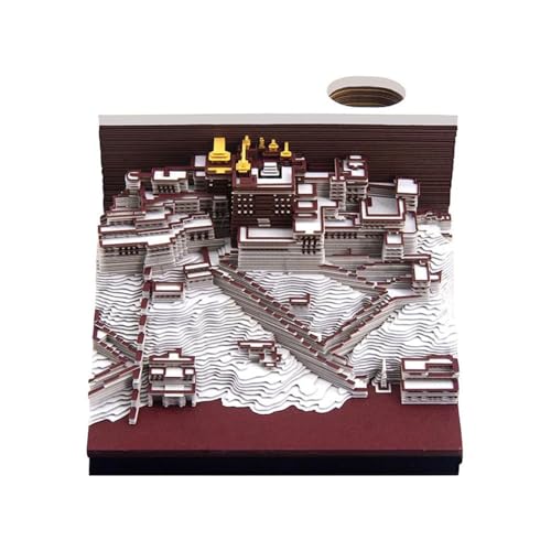 3D-Notizblock, Potala-Palast-Gebäude, 3D-Kunst-Notizblock, dreidimensionale Architektur, Papierskulptur, kreative DIY-Papierschnitzerei, Karte, Basteln, Haftnotiz von HTYUKFDG