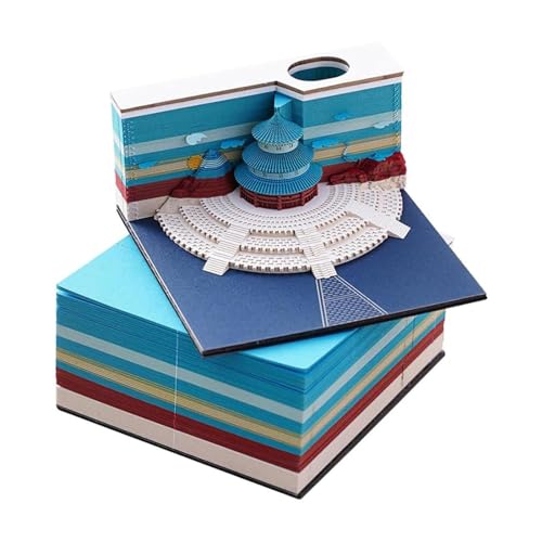3D-Notizblock mit Stifthalter, kreative Papierkunst, Tempel des Himmelsmodells, Notizblock, Skulptur, Papier, Schnitzerei, Gebäude, Kunstwerk, Postnotizen für Zuhause, Büro von HTYUKFDG