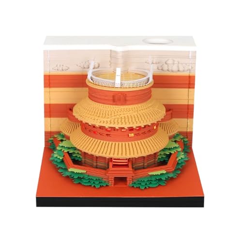 3D-Papierkunst-Notizblock, 235 Blatt, 3D-Notizblock, Bausteine, abreißbar, nicht klebend, Notizblock, Papierschnitzerei, Postnotizen, Architekturmodell, Skulptur von HTYUKFDG