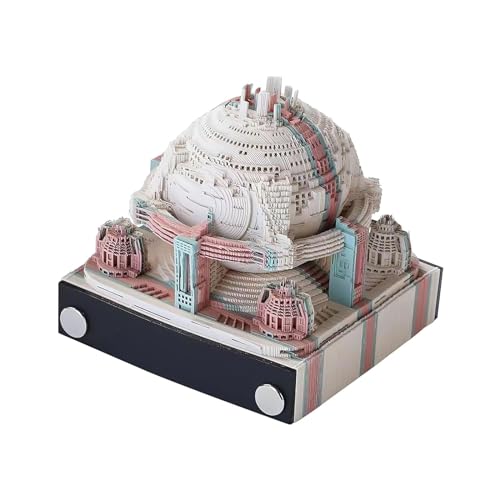 3D-Papierkunst-Notizblock, Erdfestung, 3D-Notizblock, DIY, kreative Schreibtischnotiz mit Präsentationsbox, 265 Blatt, 3D-Kunstpapierschnitzerei, Haftnotizen, Papierskulptur von HTYUKFDG