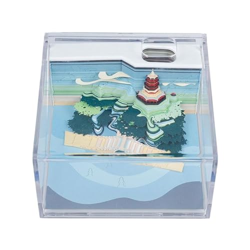 3D-Papierkunst-Schreibtisch-Notizblock, 3D-Hangzhou-Westsee-Notizblock, Papierschnitzerei, chinesischer alter Stil, Architekturmodell, antihaftbeschichtete Haftnotizen für Zuhause von HTYUKFDG