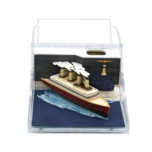 Kreativer 3D-Notizblock, blaues Kreuzfahrtschiff, Haftnotizen, dreidimensionales Abreißpapier, zum Enthüllen des Schiffs, Notizblock, DIY, künstlerisches Papierhandwerk, Geschenk von HTYUKFDG