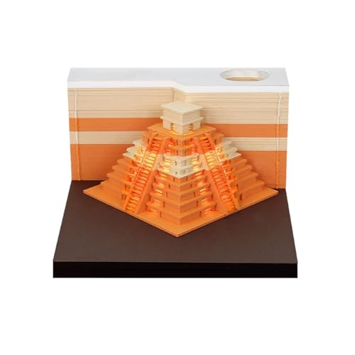 Pyramid 3D-Notizblock, kreativer 3D-Papierkunst-Notizblock mit Lichtern, Papierschnitzerei, Kunst, Schloss, Architekturmodell, Skulptur, antihaftbeschichtet, klebriger Notizblock von HTYUKFDG