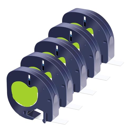HToQaCx 5-20pk Schwarzer Druck weißer Papierklebeband kompatibel(5PK Black on White) von HToQaCx