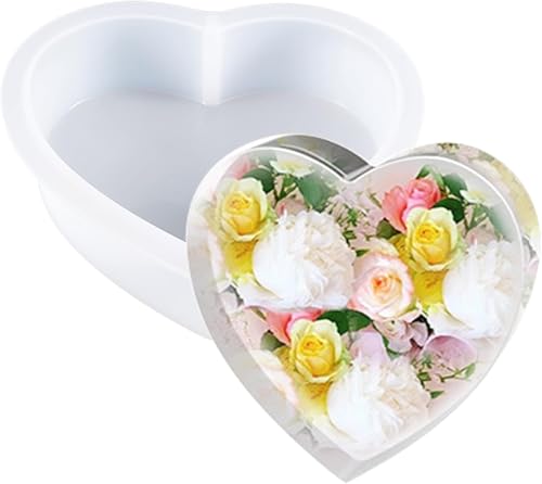 HUA JET Große Herz Silikonform für Epoxidharz DIY,18cm Harzform zur Blumenkonservierung & Möbeldekoration, Büroaufsatz Buchstütze Tischdekoration Heart Shape (Rundes Herz) von HUA JET