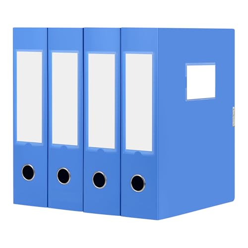 HUA JIE A4 Aufbewahrungsboxen aus Kunststoff, Archivhüllen mit Clip, PVC-Aktenordner, Organizer, Dokumentenaufbewahrung, Aktenbox für Büro, 32,5 x 6,5 x 24 cm, Blau (6 Stück) von HUA JIE
