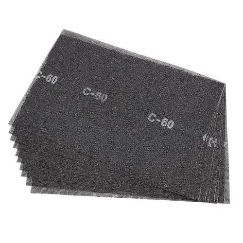 HUAALIUCHE 30,5 x 45,7 cm Schleifgitter – quadratisches Netz-Bodenschleifgitter – schwarzes Siliziumkarbid – für Holzböden (10 Stück, Körnung 60) von HUAALIUCHE