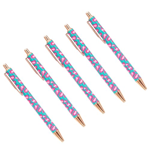 HUAANYA 5 x Kugelschreiber mit Leopardenmuster, einziehbar, für Büro, Geschäft, Signierstift mit Stift-Clip von HUAANYA