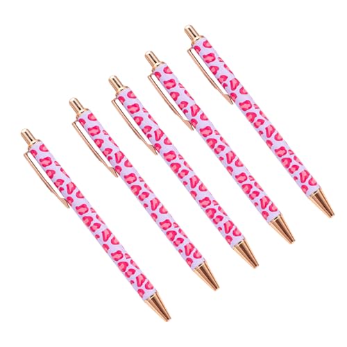 HUAANYA 5 x Kugelschreiber mit Leopardenmuster, einziehbar, für Büro, Geschäft, Signierstift mit Stift-Clip von HUAANYA